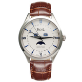 PAGOL Men's PG7001 Quartz Moon Phase Watch Blue Markers Brown