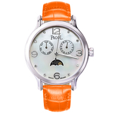 PAGOL PA7001 Luxury Mother of Pearl Dial Quartz Wrist Watch for Women Orange/Silver