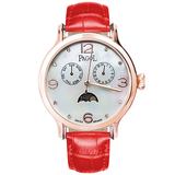 PAGOL PA7001 Luxury Mother of Pearl Dial Quartz Wrist Watch for Women Red/Rose Gold-tone