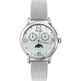PAGOL PA7001 Luxury Mother of Pearl Dial Quartz Wrist Watch for Women Mesh/Silver