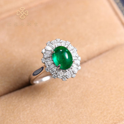 高级珠宝订制天然祖母绿戒指女18k金彩色宝石GUILD国际权威证书